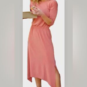 Brittany Humble Rosewood pink, midi dress with pockets. size medium.